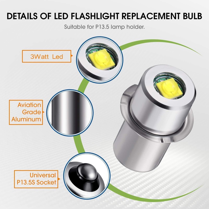 Honoson 5 Pieces LED Bulb 3W DC 4-12V Flashlight Bulbs