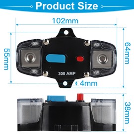 EFUTURETIME Circuit Breaker 300A Fuse Switch Automatic 12V-48V with Manual Reset, Circuit Breaker for Car, Boat Audio/Video System
