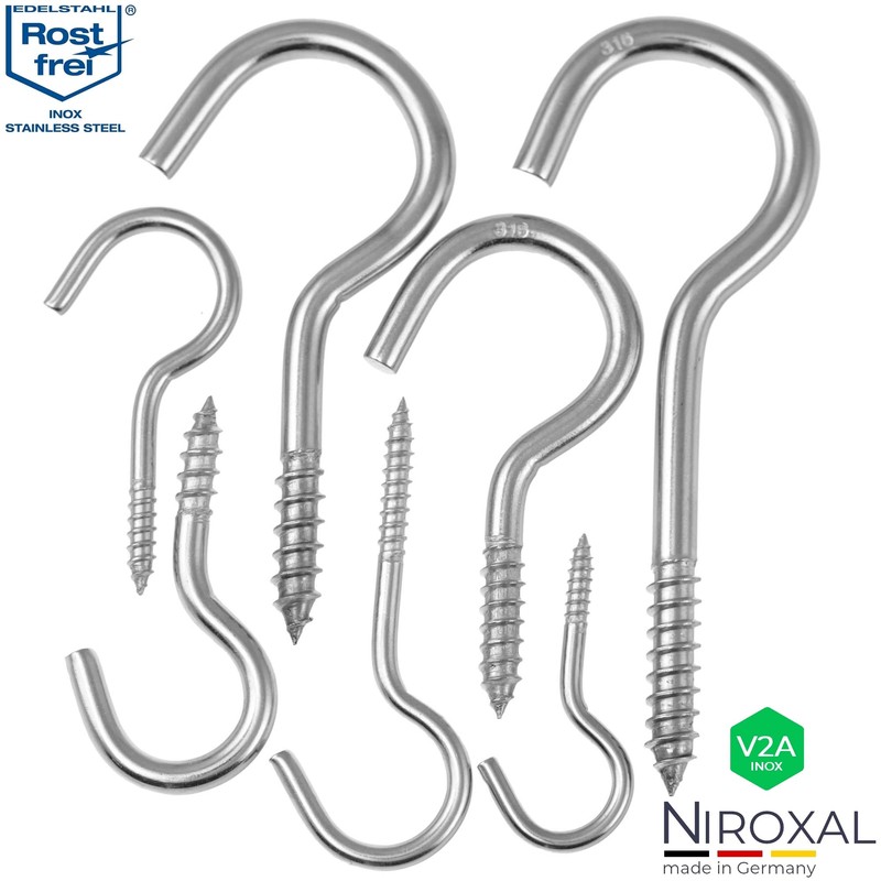 NietFullThings Screw Hooks Stainless Steel Ceiling Hook with Screw V2A