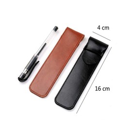 Pack of 2 Pu Leather Pen Holder, Fountain Pen Soft Pen Ballpoint Pen Pouch, Protective Sleeve Cover for Stylus Touch Pen (Black & Brown)