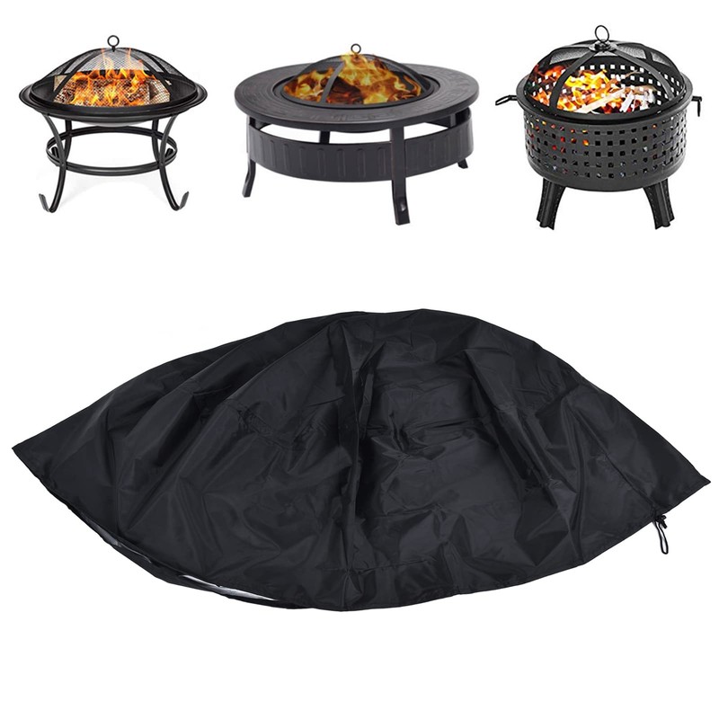 Lybunair Dustproof Fire Pit Cover, Waterproof Outdoor Fireplace Cover, Sunproof