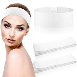 Ptwola 40 Pcs Disposable Facial Spa Headbands Elastic Hair Wrap Non-woven Fabric Stretch Headwraps Women Skincare Headbands for Esthetician Supplies Hair during Makeup Travel Beauty Enthusiasts