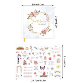 Rongxze 120 Pages Wedding Guest Book Blank Wedding Guest Book 21 x 21 cm with Sticker Wedding Guest Book for Wedding Gift (German Text)