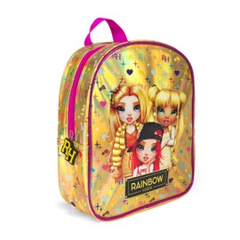 PERLETTI Rainbow High Children's Backpack for Girls 3 4 5 6 Years - Gold Nursery Backpack Small Children - Rainbow Children's Bag with Holographic Print - Backpack Doll Toy - 28 x 24 x 10 cm, gold