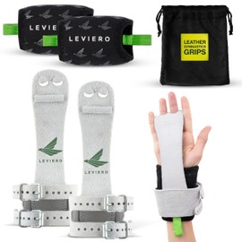 LEVIERO Gymnastics Grips Set Narrow Squeeze, Grips for Gymnastics Girls, Dowel Grips with Soft Leather, Double Buckle Wrist Closure, and Adjustable Finger Holes, for All Ages - (White, 1)