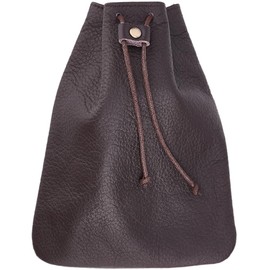 Beebeecraft Leather Bag for Jewellery 7 x 5.5 Inch Coffee Coin Dust Bag with Drawstring Wallets Made of Leather Coin Purse for Headphones