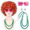 Women Roper Curly Orange Red Cosplay Halloween Wig with Jewelry