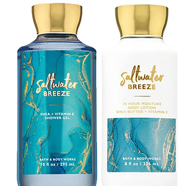 Bath and Body Works Saltwater Breeze Signature Collection Body Lotion and Shower Gel Gift Set (Saltwater Breeze)