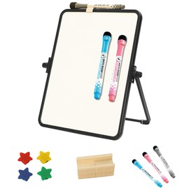 Dry Erase White Board, Magnetic Desktop Whiteboard with Stand Wall Hanger Desk Board Portable Double-Sided Easel for to Do List Planning Memo-6.69" x 8.39"