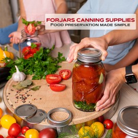 FORJARS - Canning Lids Regular Mouth, 50-Pack – Create Airtight Seals on Mason Jars to Preserve Food for Meal Prep & Food Storage – 2.7 In. Steel Lids with Silicone Seals – Canning Supplies