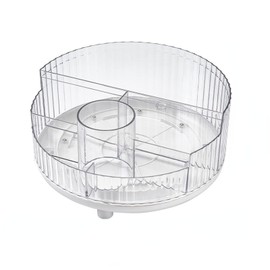 AWYSUN Makeup Perfume Brush Organizer, 360° Rotating Makeup Organizer Tray, Large Capacity Acrylic Cosmetic Storage Tray for Vanity, Countertops, Lazy Susan Desk Storage Container (Clear A)