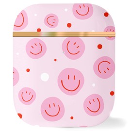 Berkin Arts Compatible with AirPods 1st Generation Case, AirPods 2nd Generation Case Ultra Slim Protetive Cover with Keychain Serial Art Disco Smile