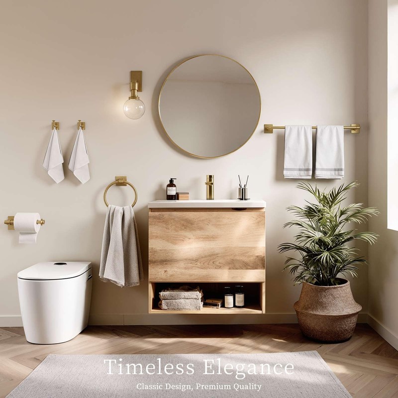 Champagne Bronze Bathroom Accessories Set, 5 Piece Bathroom Towel Holder