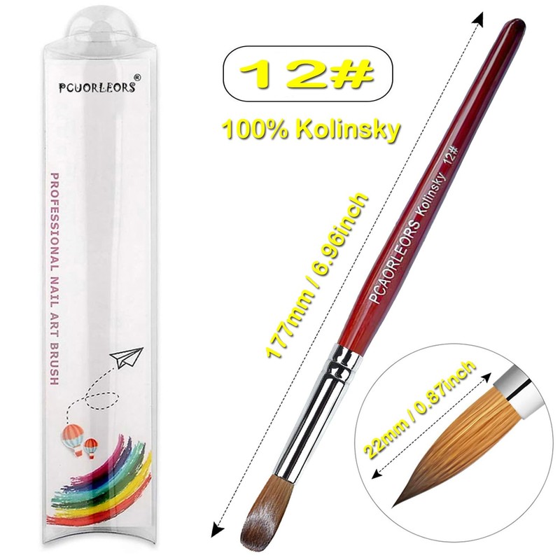 PCAORLEORS kolinsky Acrylic Nails Brush with Pure Mink Nylon Hair