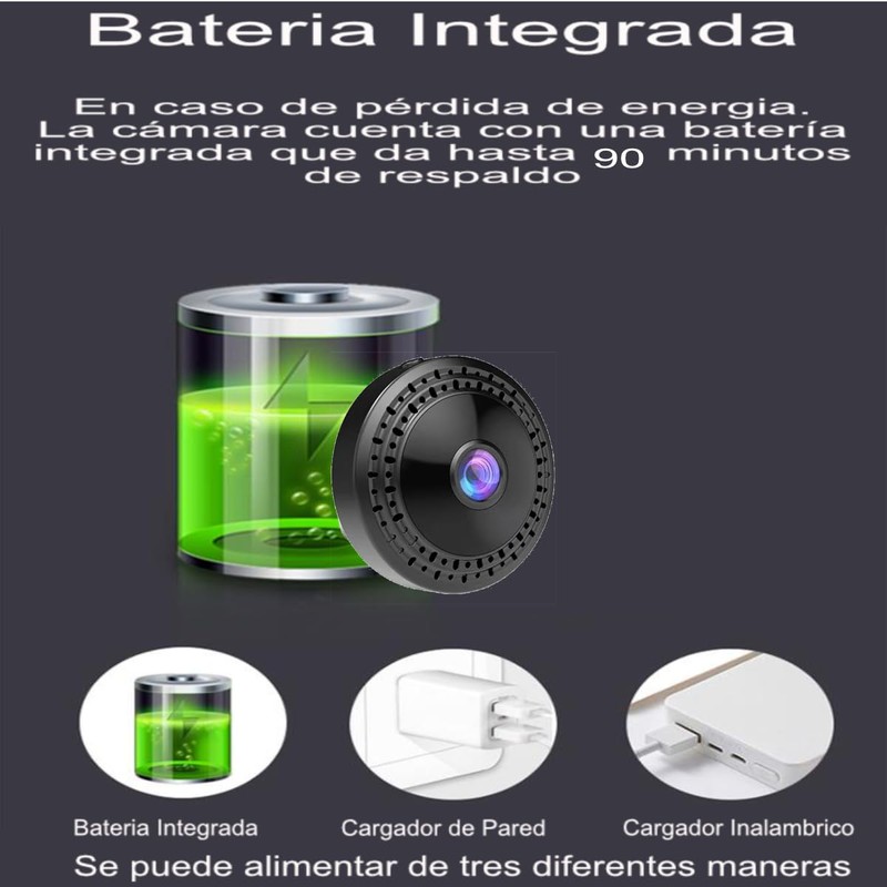 ZINKER Mini Cámara WiFi Oculta FullHD Batería iOS Android App,