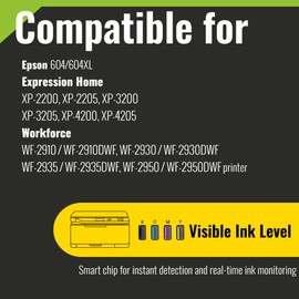 kamo 604 XL Printer Cartridges Compatible with Epson 604 604XL Cartridges Multipack for Expression Home XP-3200, XP-2200, XP-2205, XP-3205, XP-4200, XP-4205, Workforce 2910DWF, 2930DWF, 2935DWF,