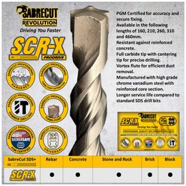 3 x SabreCut SDSC65_3 6.5mm x 260mm PGM Approved SDS Plus Drill Bits For Stone Concrete Brick