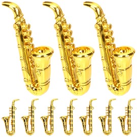 Gadpiparty Mini Saxophone Instrument, 10 Pieces, Musical Instrument, Tiny Saxophone, Mini Alto Saxophone, Tenor Saxophone Accessories, Miniature Instruments for Dollhouses