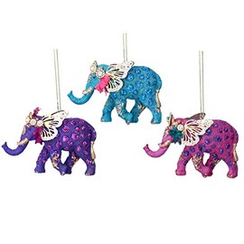 Gisela Graham Set of 3 Resin and Metal Elephant Decoration 7cm