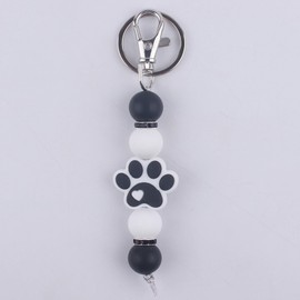 Phamines Silicone Bead Dog Paw Keychain Car Key Bag Accessories Charms for Women, Claw Keyring for Handbag Backpack Wallet (Black)