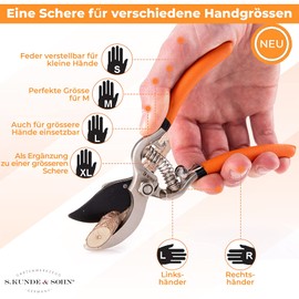 S. Kunde & Sohn Germany SKS 6 Tradition Garden Shears, Coated, Orange/Original Test Result 07/2017 "Selbst ist der Mann sehr gut