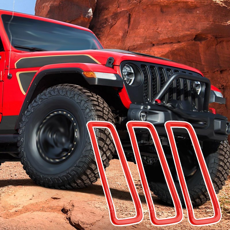 UOIENRT Hood Vents Cover Trim Red Replacement for Jeep Wrangler