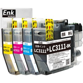 Tokyo Daiichi Shokai Enk LC3111-4PK +LC3111PGBK Total 5-Piece Set for Brother LC3111PGBK (Pigment Black), LC3111C, LC3111M, LC3111Y, Remaining Indication, QR Instruction Manual Included, Compatible