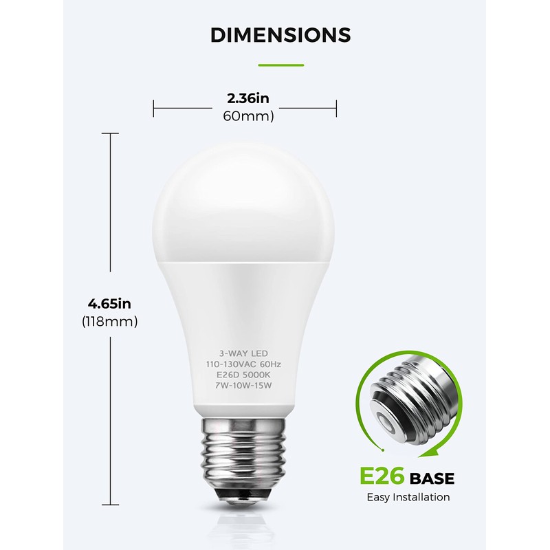 3 Way Light Bulbs, LOHAS 3 Way LED Light Bulbs