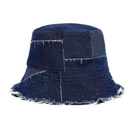 MILAKOO Women's Raw Trim Worn-Out Brushed Hole Tattered Bucket Hat Demin Cap for Unisex Fun Hats
