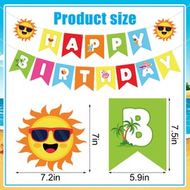 Summer Beach Birthday Party Decorations Beach Theme Paper Banner and Hanging Swirls Happy Birthday Garland Pool Hanging Swirls for Summer Pool Party Supplies
