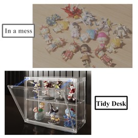 Acrylic Championship Ring Display Case with Coin Display Holder, Magnetic Display Case Blind Box Storage Figure Display Stand Case for Ring Collectibles Figures Desktop Decoration