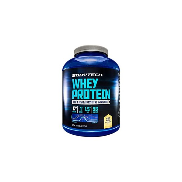 BODYTECH Whey Protein Powder - with 17 Grams of Protein per Serving & Amino Acids - Ideal for Post-Workout Muscle Building, Contains Milk & Soy - Vanilla (5 Pound)