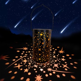 OMRAYTU Hanging Solar Lanterns Outdoor Waterproof,Meteor Shower Decorative Solar Garden Lights Black