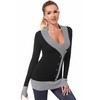 AmélieBoutik Women V Neck Faux Wrap Color Trim Sweater Tunic