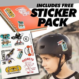 Magneto Complete Skateboard | Maple Wood | ABEC 5 Bearings | Double Kick Concave Deck | Kids Skateboard Cruiser Skateboard | Skateboards for Beginners, Teens & Adults (Free Stickers Included)