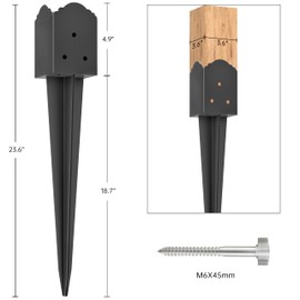 ZOOKASEA 4x4 Fence Post Anchor, Heavy Duty Ground Spikes, 23.6 x 3.7 x 3.7'' Decorative Post Base Stake Support for Mailbox Sign and Deck Post (Inner Diameter 3.6x3.6 Inches, Pack of 2)