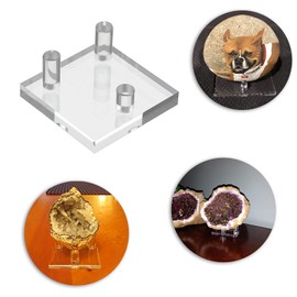 Hipiwe Clear Acrylic Display Stand - Three-Peg Display Easel Stands for Fossil Coral Geodes Rock Mineral Agate Small Collectibles, Set of 4