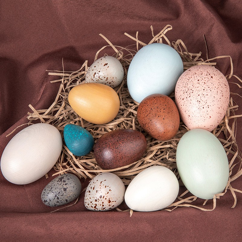 12PCS Portable Wood Simulation Eggs DIY Easter Egg for Home