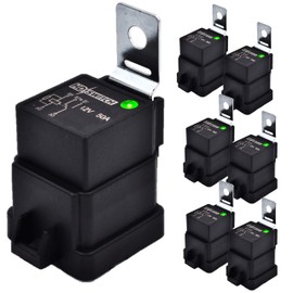 6 Pack HD Switch Waterproof 12V Relay Replaces John Deere AM123716 Hella - with Dielectric Grease, 50 AMP & LED Indicator Upgrade