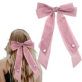 Purple Hair Bows for Girls Large Satin Bowknot Hair Clips for Women Ribbon Hair Barrettes for Women Bowknot Hair Accessories for Kids Bow Hair Clip for Woman Big Tassel Hair Bow Clips