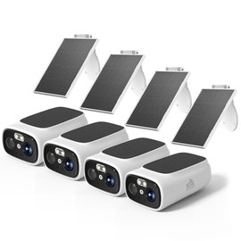 ELECCTV 2.4/5 Ghz WiFi Cameras for Home Security,2K Solar Camera Outdoor Wireless,130°FOV,Color Night Vision, IP65 Waterproof,2-Way Audio,Cloud/SD 4PC W