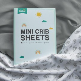 Bassinet Fitted Sheet(33" x 20"), 4 Pack for Most Bedside Sleeper Bassinet, Bassinet Sheets, Breathable & Soft Polyester, Grey Leaf