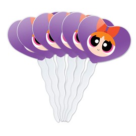 GRAPHICS & MORE Powerpuff Girls Blossom Head Heart Love Cupcake Picks Toppers Decoration Set of 6