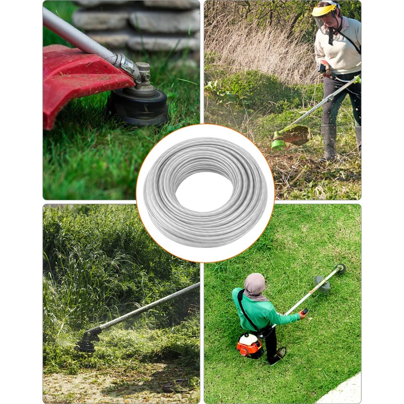 QWORK® Brush Cutter Thread, Steel Wire Trimmer Line 3 mm