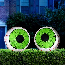 Joiedomi - Paquete de 2 inflables de Halloween, juego grande de decoración de ojos, ojos verdes para patio, decoración inflable de Halloween de 3 pies