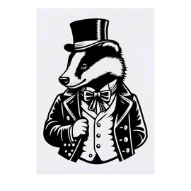 'Aristocratic Badger' Temporary Tattoo - Water Resistant, Skin-Safe, Non-Toxic Transfer (TO00080195)
