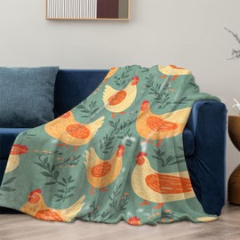 Mounidso Cute Chicken Blanket, Pattern Print Flannel Gifts for Women, Soft Warm Lightweight for Living Room Home Sofa Travel Decor 50" x 60"