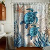 Final Friday Nautical Shower Curtain Teal Sea Turtles Theme Fabric