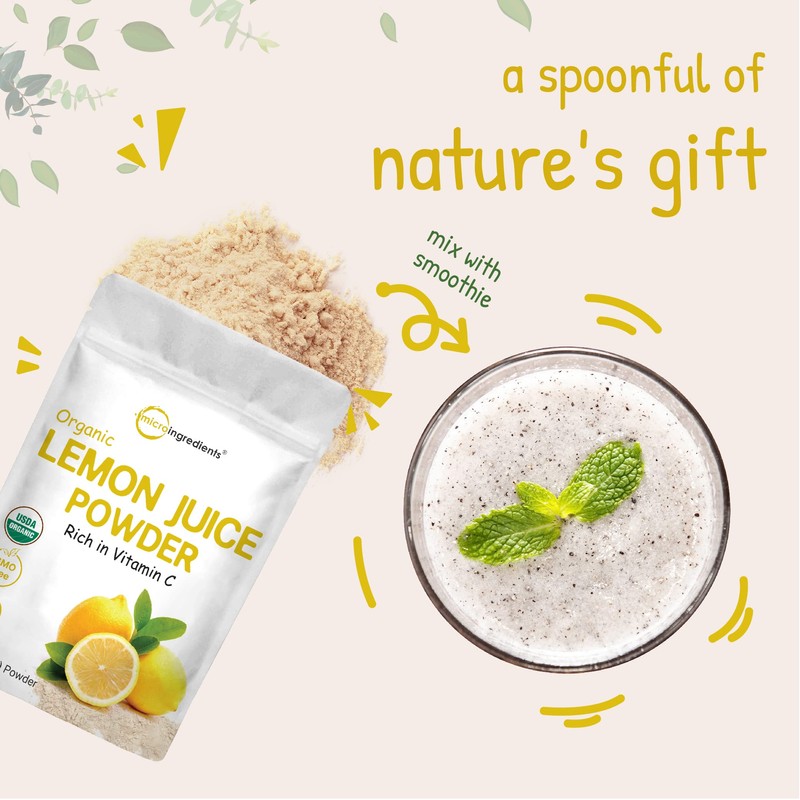Micro Ingredients Organic Lemon Juice Powder 2 Pack | Cold-Pressed