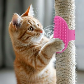 4pcs Cat Self Grooming Brush - Adjustable TPR Pet Massage Comb for Face & Body, Interactive Toy for Short/Long Hair Cats & Kittens, Fits Climbing Frames & Table Legs (Multicolor)